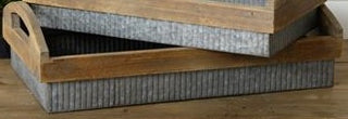Galvanized Metal & Barn Wood Tray