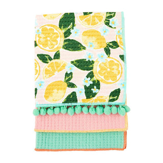 Mudpie Floral Towel Set Lemon