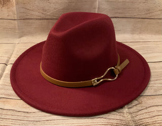 Jen & Co Leanna Metal Buckle Fedora Maroon 2662