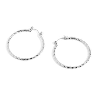 Whispers Twisted Hoop Earrings Silver WN004647