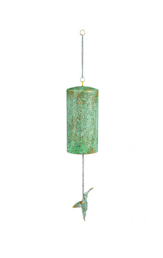 Hammered Metal Wind Bell w/ Gold & Verdigris Artisan Finish