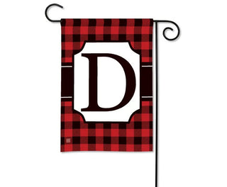 Red & Black Check Monogram Garden Flag
