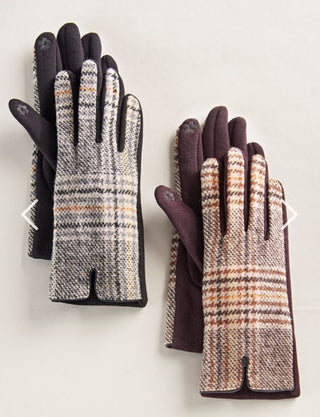 Classic Houndstooth Gloves in a Cotton Elastane Blend