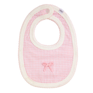 Mudpie Crochet Bow Gingham Bib