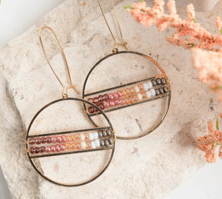 Howard’s Gold Double Bar Hoop Seed Bead Earrings Canyon Clay