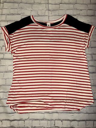 Sew in Love Red-White Striped Top with Black Detail