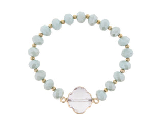 Jane Marie Mint Green Beaded Bracelet with Crystal