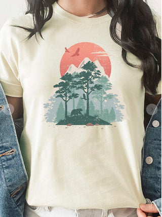 Kissed Apparel Mountain Sunrise Bear Graphic Tee