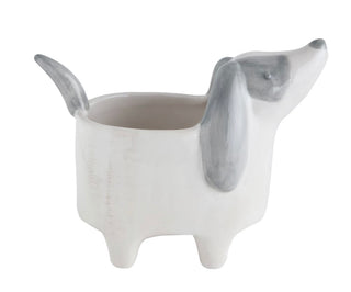 Hand Painted Ceramic Dog Planter
