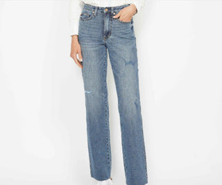Judy Blue High Waist Tummy Control Cut Raw Hem Straight 88848