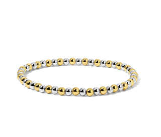 My Fun Colors Fashion Fortunes 4mm Silver & Gold Round Bead Bracelet Small