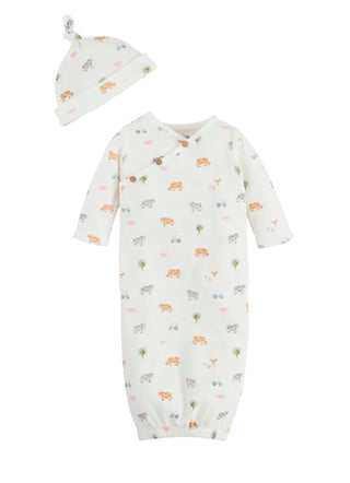 Mudpie Ditsy Farm Print Take Me Home Hat Set 0-3M