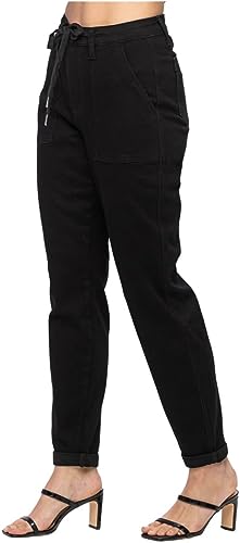 Judy Blue Double Roll Cuffed Jogger Jet Black 88700