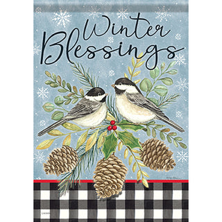 Winter Chickadee Garden Flag