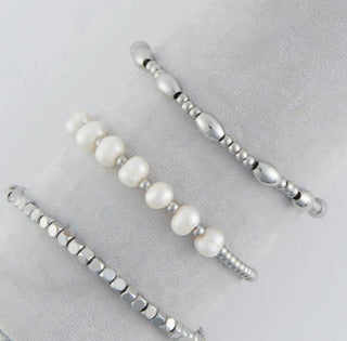 Howard's Narelle Waterproof Multi Pearl Stretch Bracelet Set Silver