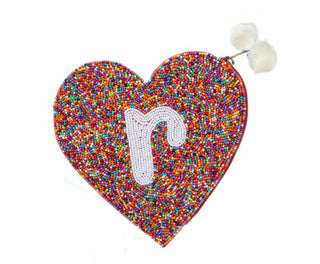 Jane Marie Multi Rainbow Bead Zipper Coin Purse "R"