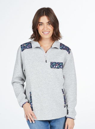 Simply Southern Quarter Zip Pullover Aria Heather Grey
