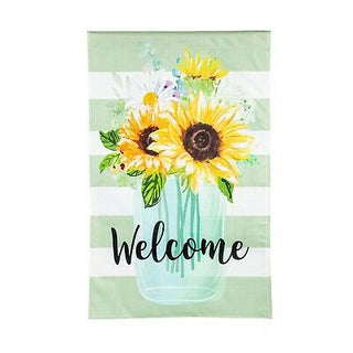 Sunflower Welcome Burlap House Flag