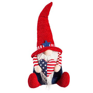 Patriotic Gnome Holding Heart