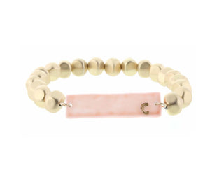Jane Marie Gold Beaded Ceramic Initial Bracelet "C"