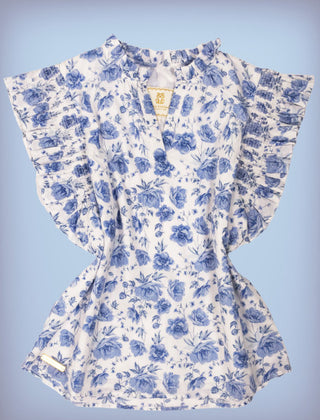 Simply Southern Ruffle Sleeve Top Blue Buds