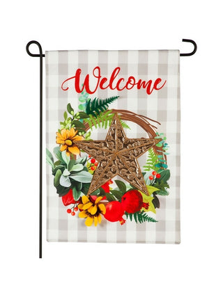 Copper Star Wreath Garden Flag