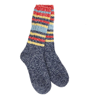 World’s Softest Socks Weekend Ragg Crew Indigo Stripe