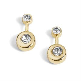 Whispers Gold Two Circle Drop Stud Earrings WN004588