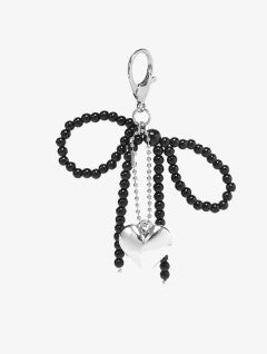 Jen & Co Beaded Bag Charm Black Bow BCBEAD