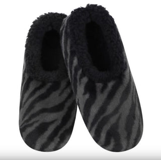 Snoozies Zebra Slippers Black