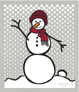 Wet it! Snowman Red/Gray Swedish Dishcloth