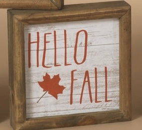 Wood Hello Fall Block Sign