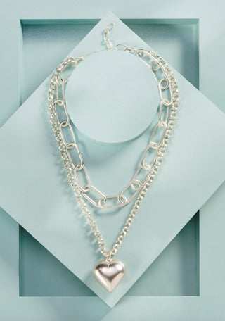 Medusa Necklace w/Heart Pendant Silver