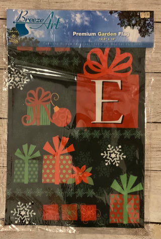 Christmas Present Monogram Garden Flag