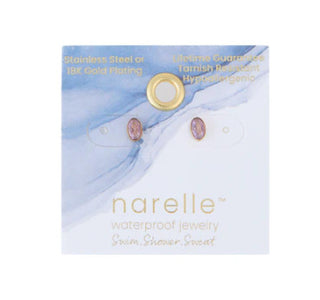 Howard's Narelle Waterproof Oval Gem Stud Earrings Gold Amethyst