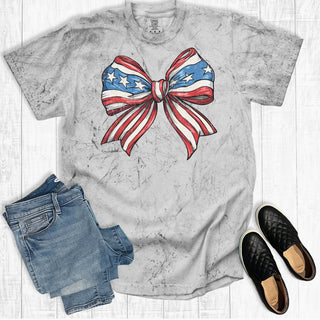 The Way Down South 4th of July Coquette Bow Graphic Tee Smoke
