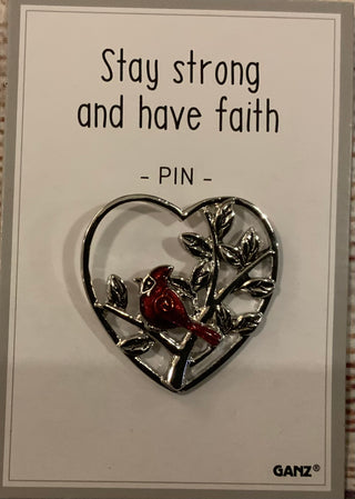 Memorial Cardinal Pin Stay Strong & Have Faith