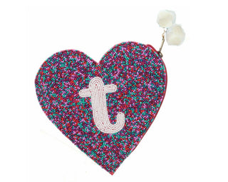 Jane Marie Teal & Red Multi Bead Zipper Coin Purse "T"