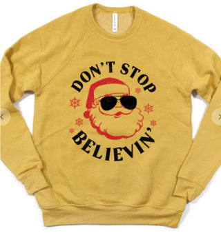 Kissed Apparel Don't Stop Believin' Santa Crew Neck