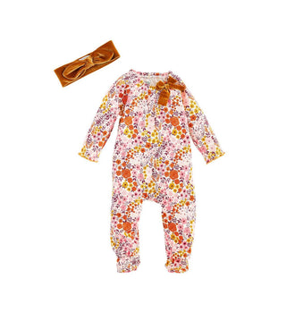 Mudpie Fall Floral Sleeper w/Headband
