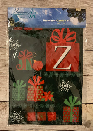 Christmas Present Monogram Garden Flag