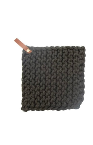 Crocheted Pot Holder w/Leather Loop