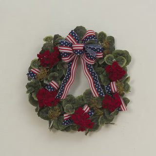 Americana Floral Wreath w/Bow Accent