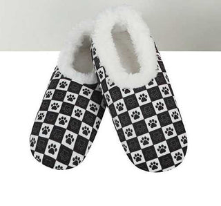 Snoozies Checkered Paw Slippers