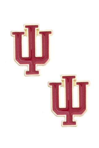 Canvas Style Indiana Hoosiers Enamel Logo Stud Earrings Shiny Gold