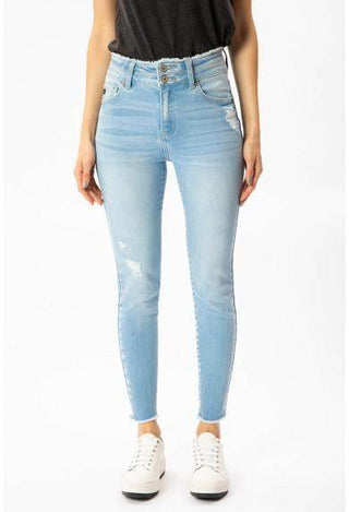 Kancan Light Wash Double Button Waist Skinny Jeans 7317L