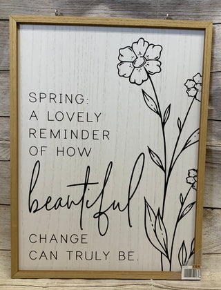 Hello Spring Reversible Wood Wall Sign