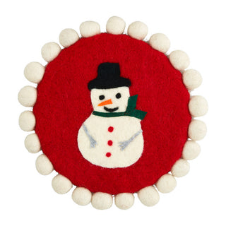 Mudpie Pom Trivet Snowman
