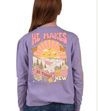 Simply Southern Long Sleeve T Shirt All Things New Lilac