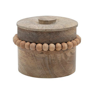 Mango Wood Box w/Wood Beads & Lid